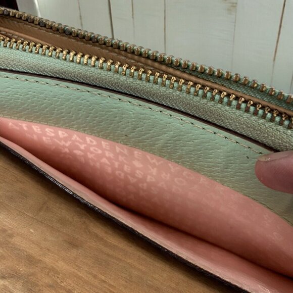 Kate Spade Wellesley Neda Wallet Large Zip Mint Mojito Green Leather WLRU-1153 - Picture 14 of 15